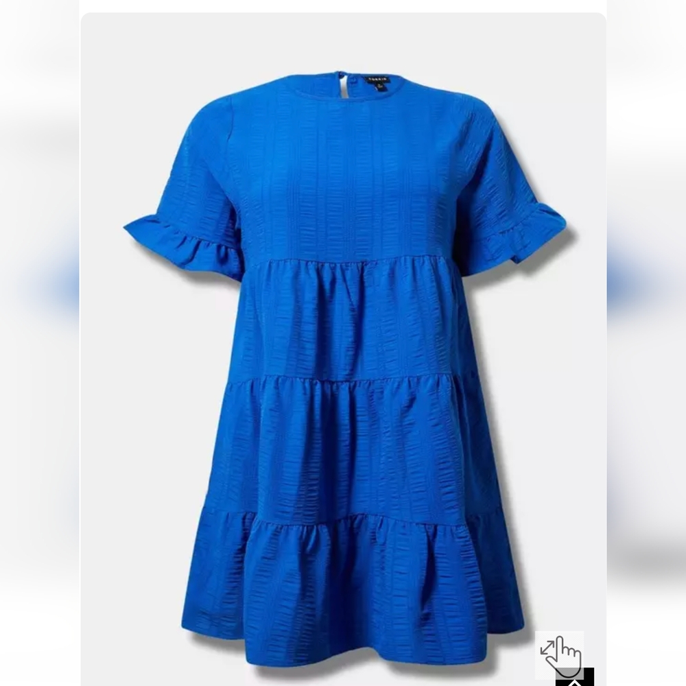 torrid Bright Blue Tiered Ruffle Sleeve Dress